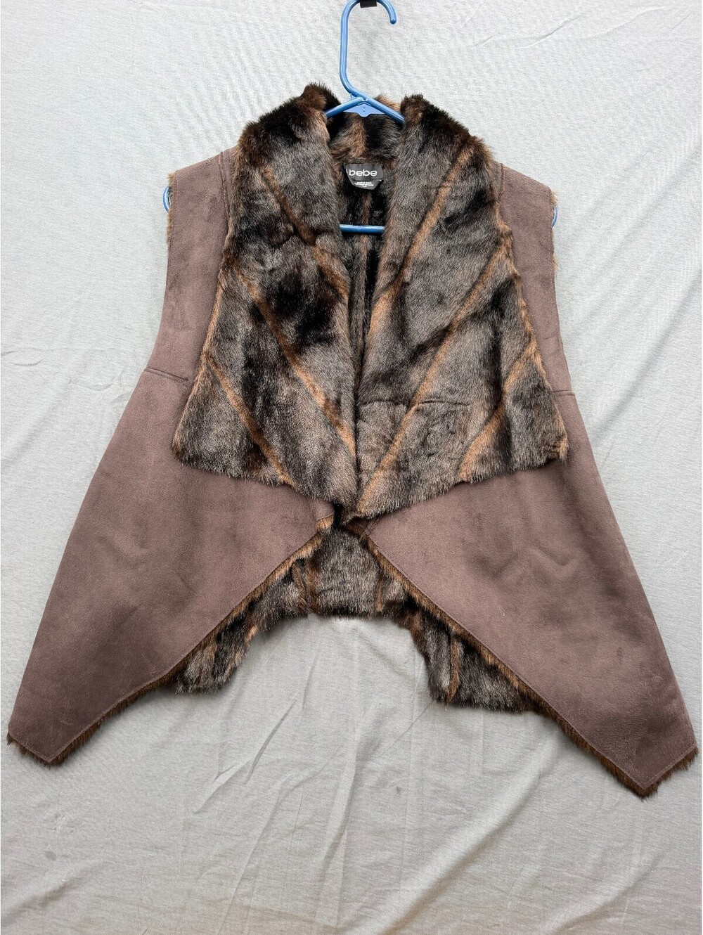 bebe Faux Fur Lined Brown Suede Vest Medium
